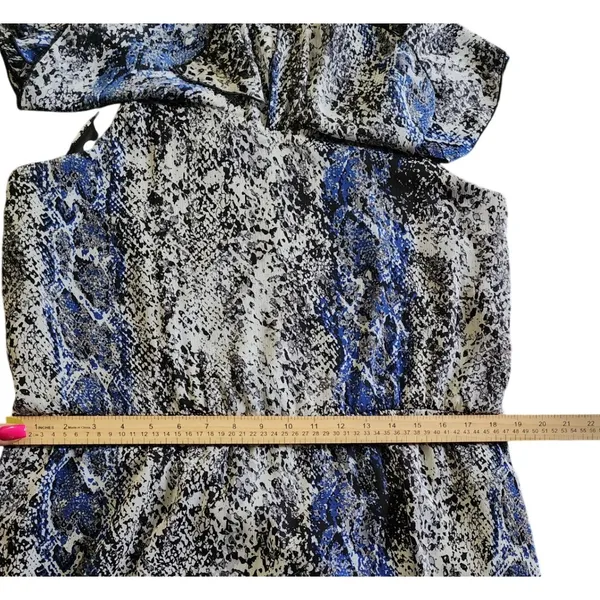 AA Studio Womens BohoChic‎ Blue Black Snakeskin Ruffle Tie Waist Dress, 14 - Image 5
