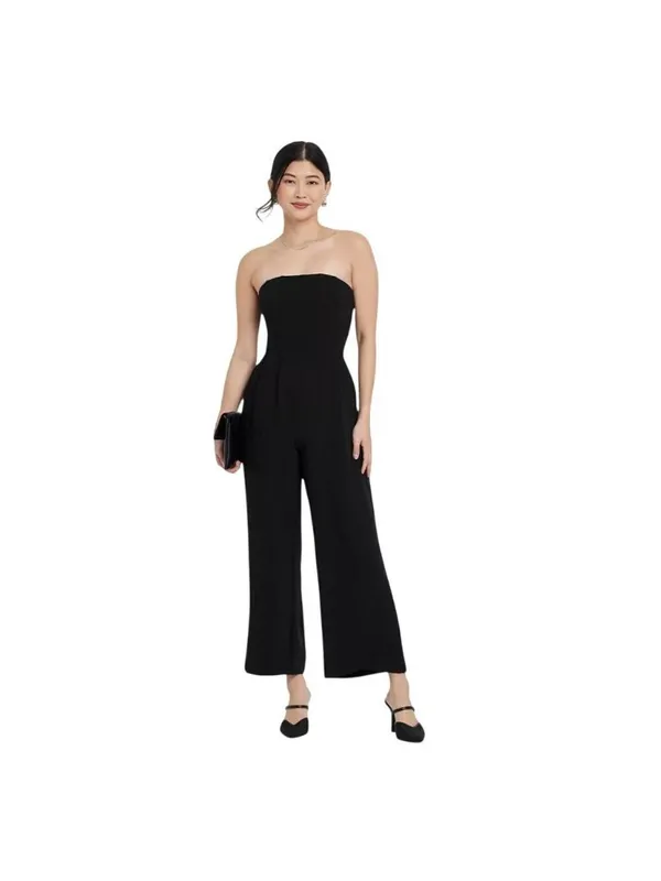 A New Day Strapless Smocked Bandeau Jumpsuit with Pockets 93534280 Black M - Image 9