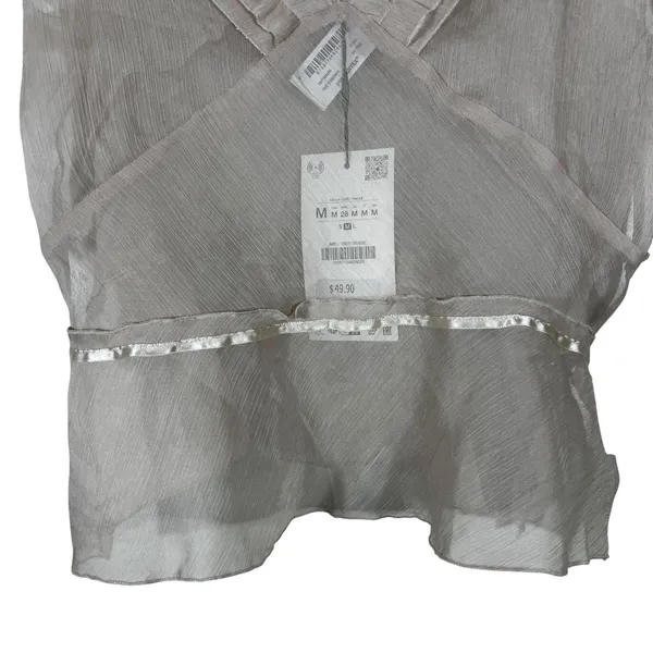 NWT Zara Ruffled Pleated Crossover Tank Top Cream Romantic Ethereal Size M - Image 3