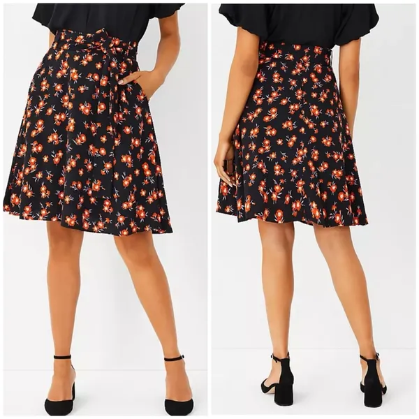 NWT Ann Taylor multicolor floral tie waist full skirted mini skirt Size 14 - Image 2