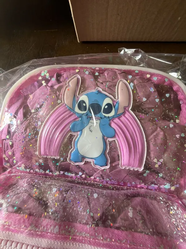 Disney Lilo & Stitch Clear Pink Glitter Backpack New - Image 2