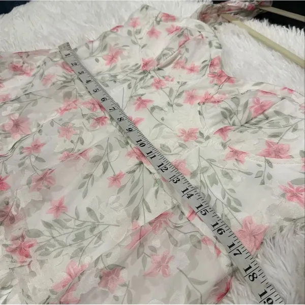 Lulu’s Endlessly Gorgeous Burnout Tie-Strap Midi Dress in White Pink Floral XL - Image 5