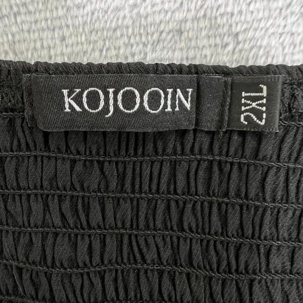 KOJOOIN Maxi Dress Smocked Sundress Tie Strap Tiered Casual Black 2XL Flowy‎ - Image 3