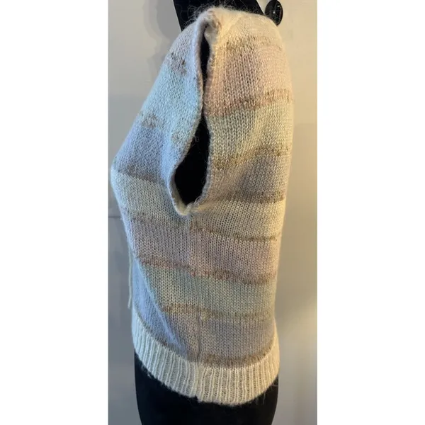 Women's Sweater Vest Button Down Wool Blend Size Medium Vintage Pastel V-neck - Image 2