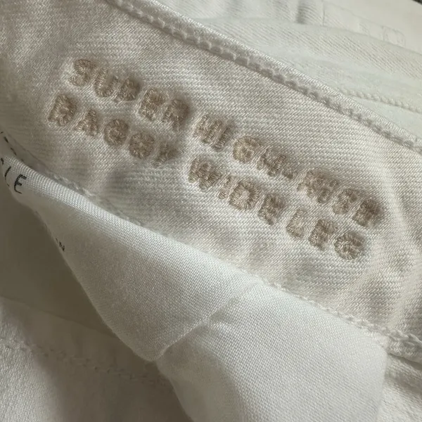 American Eagle Super High Rise Baggy Wide Leg Jeans Womens 8 White Cargo Stretch - Image 6
