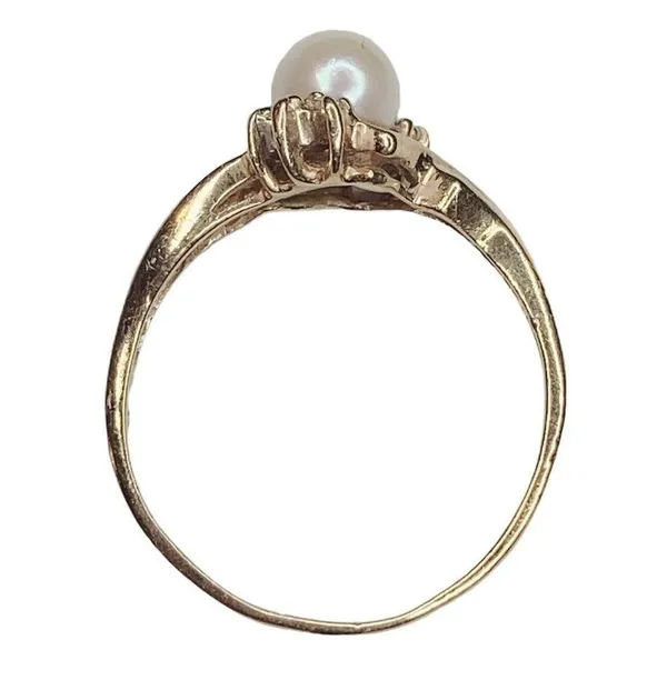 Vintage Solid 10k Yellow Gold Natural Pearl Ring Cool Piece Sz 6.25 - Image 6