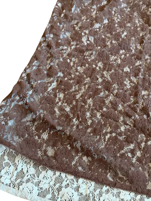 Free People FP One Solene Iced Chocolate High Low Maxi Skirt Stretch Lace NWT - Image 5