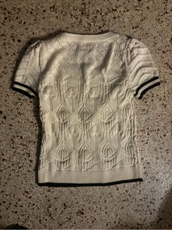 Maeve Short-Sleeve Pointelle Sweater small - Image 8