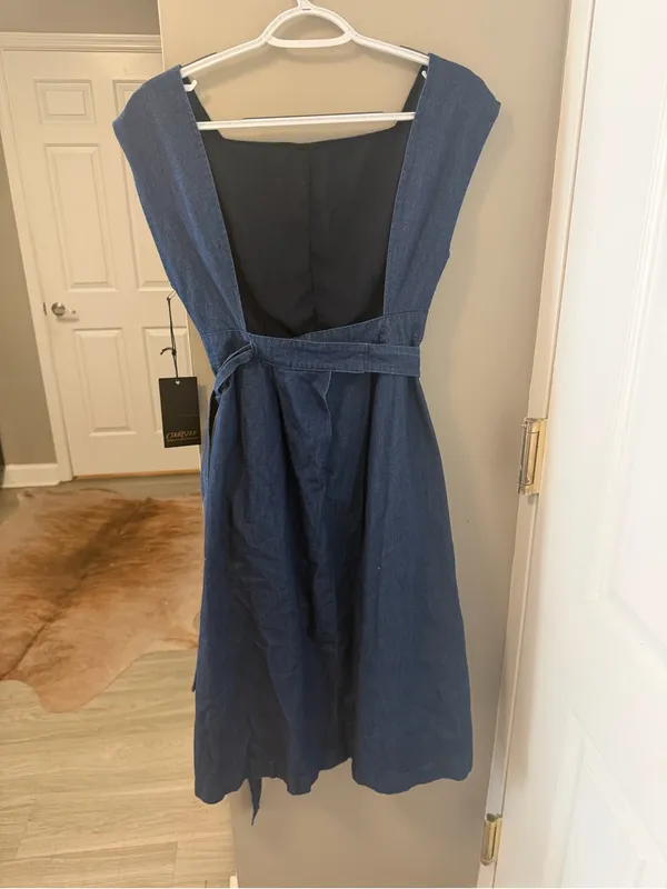 $179 NWT urban Outfitters Courtshop Denim Anita Midi Dress Charming chambray M - Image 6