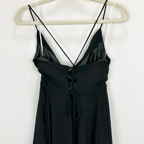 Lulus Romantically Speaking Black Cowl Lace-Up Maxi Dress Formal Small NWT - Image 11