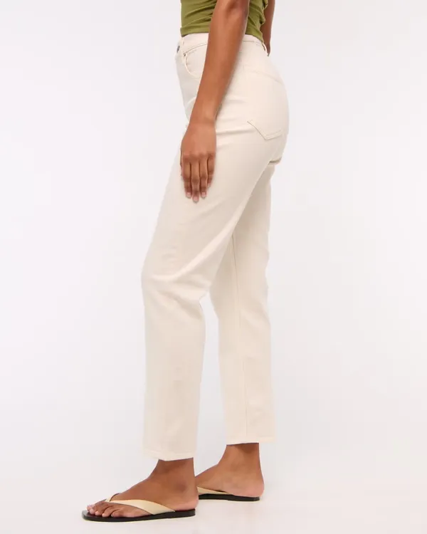 Abercrombie Cream Ankle Straight Ultra High-Rise Jeans - Image 4