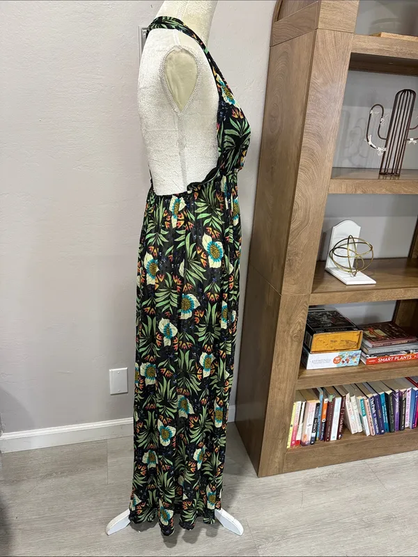 Brenda Quinn x Anthropologie Tropical Floral Resort Wear Halter Maxi Dress - Image 5