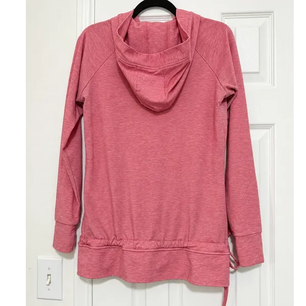 KUHL Pink Heather Hooded Pullover Tunic Sweatshirt Thumbholes Women's Small - Image 5