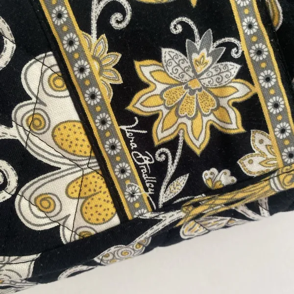 VERA BRADLEY Hanging Wallet Purse Crossbody bag Black Yellow White Small - Image 6