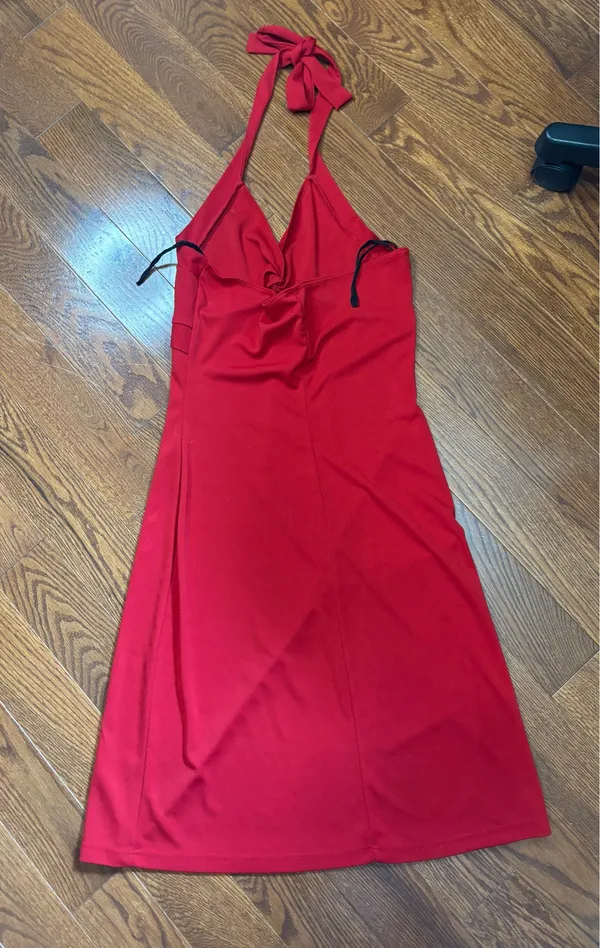 Y2K Perseption red halter neck knot red dress size M/S - Image 10
