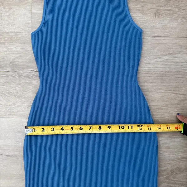 Aritzia Babaton Sculpt Knit Racer Mini Dress in Flagstone Blue - Image 7