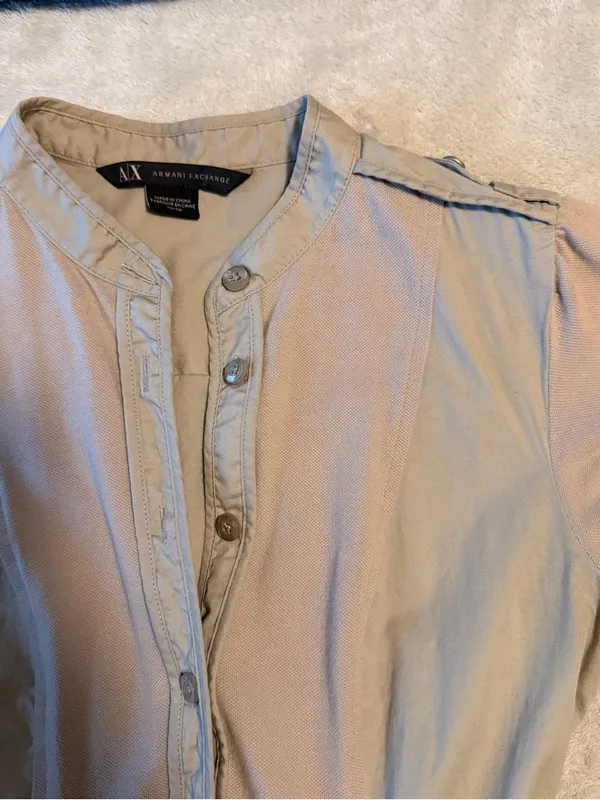Last chance-Armani Exchange Light Taupe Button-Front Shirt - Image 8