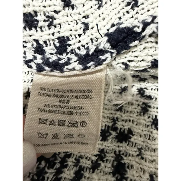 Free People Mandella‎ Intarsia Cardigan Knit Jacket Black/White Women's Size Lg - Image 15