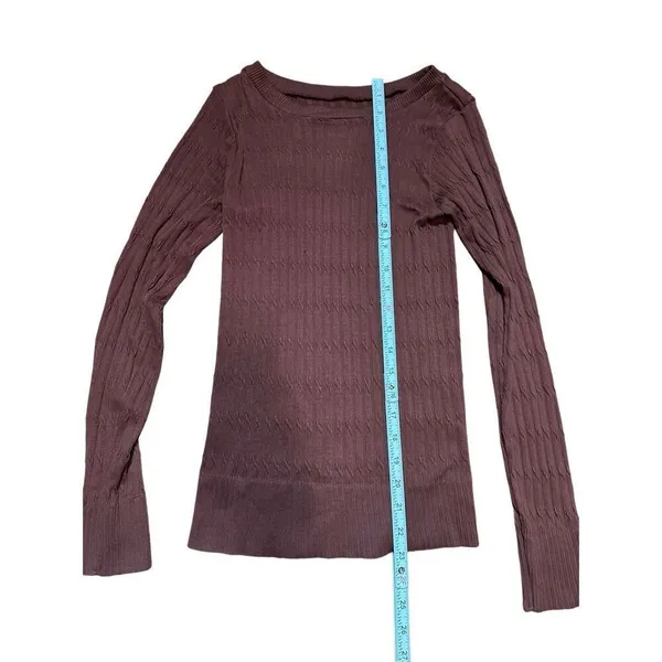 Womens brown stretchy knit basic top sz‎ M Brown Size M - Image 3