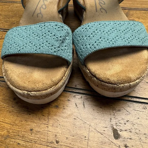 Zodiac Oceana Cork Wedge Sandals Green‎ Size 5.5 Small Flaw - Image 7