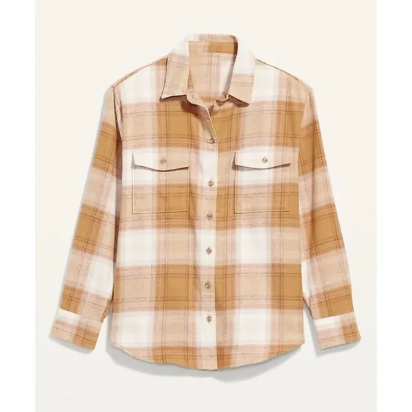 Womens Old Navy Plaid Fall Flannel Boyfriend Button Down Tunic Shirt Top - Sz S - Image 2
