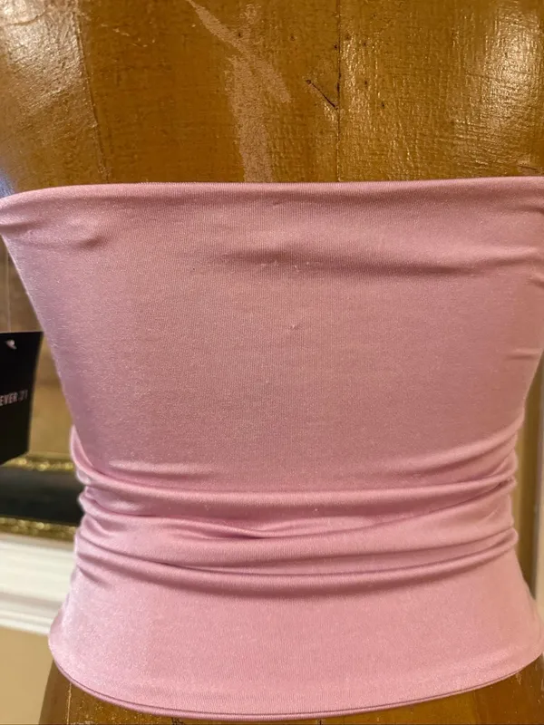 FOREVER 21 BEADED Sequin CLUB PARTY pink SEXY STRAPLESS TUBE TOP size medium - Image 4
