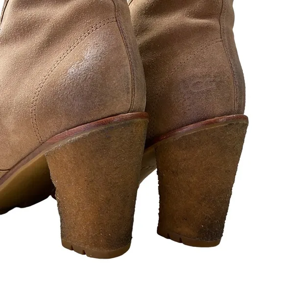 UGG Authentic Calynda Tan Mid Ankle Lace Up High Heel Boots Genuine Leather - Image 15