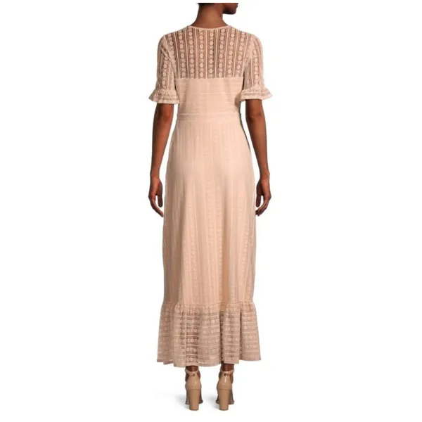 BCBGMAXAZRIA Lace-Overlay Maxi Dress Size XL Ruffle Prairie Boho‎ $268 - Image 2