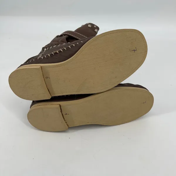 Hector Riccione‎ Leather Moc Toe Boots Studded Buckle Boho Womens Size 7 Western - Image 7