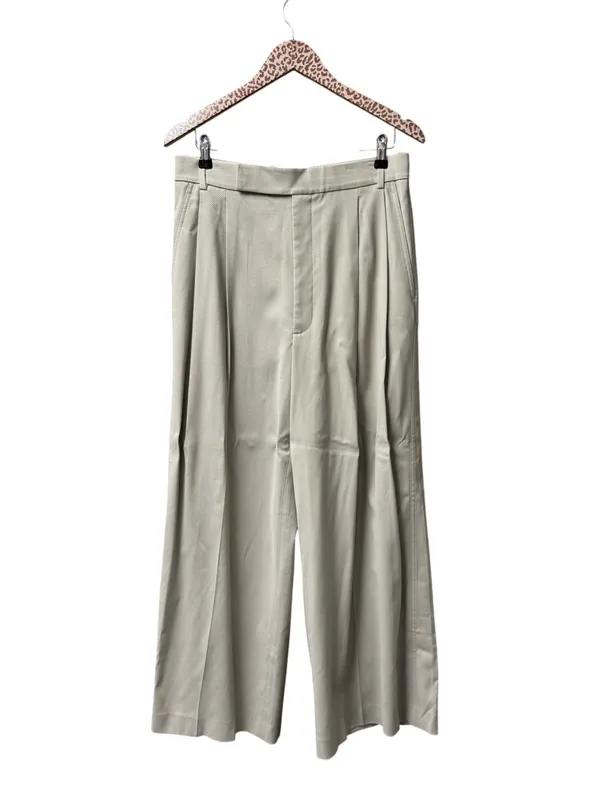 St. John High Rise Wool Blend Wide Leg Pleated Trousers Pants Beige Cream 6 - Image 3