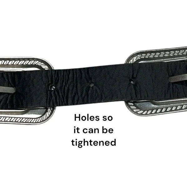 Black Double Buckle snap back Belt with Silver Accents - Image 8