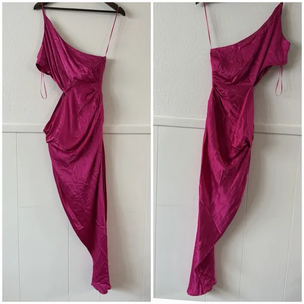 ASTR the Label L / Fuchsia One Shoulder Cutout Midi Dress - Image 3