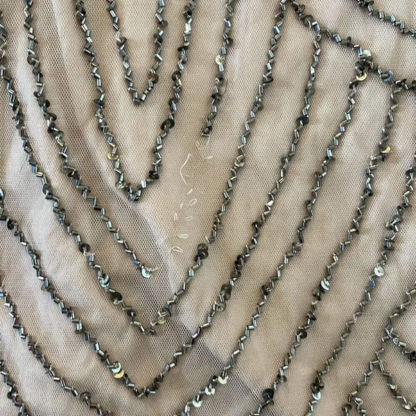 Adrianna Papell scalloped sequin nude maxi dress 2 - Image 10