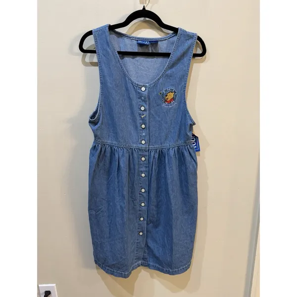 Vintage Winnie the Pooh denim overall dress Size Small Pinafore - Image 2