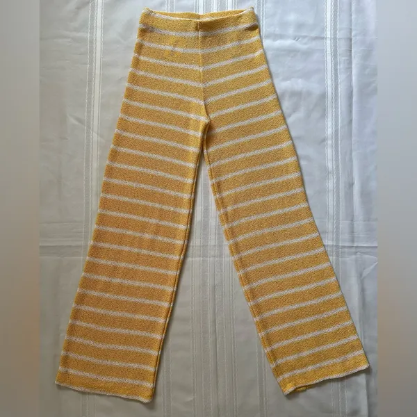 Zara Yellow Striped Wide Leg Pants - Image 4