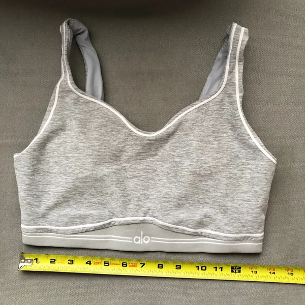 Alo Yoga Alosoft Heart Throb Bra Athletic Heather Grey/White L - Image 4
