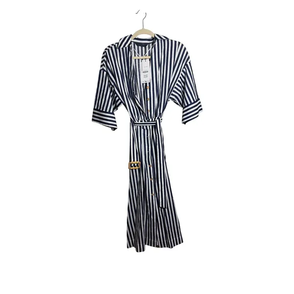 NWT Zara Blue White Striped Belted Dress Sz. XS - Image 5