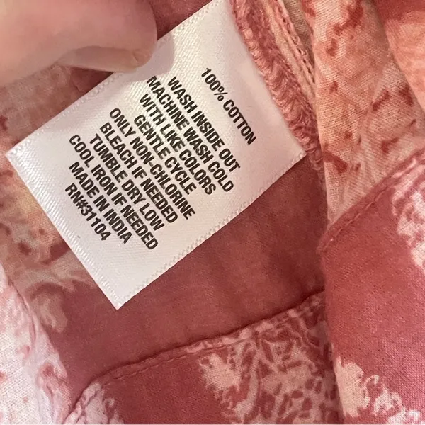 WONDERLY Dusty Rose Paisley Flutter‎ Sleeve Cotton Top, Small - Image 7