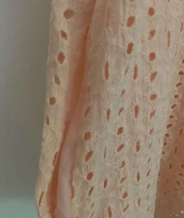 Peach color eyelet babydoll mini dress - small - Image 6