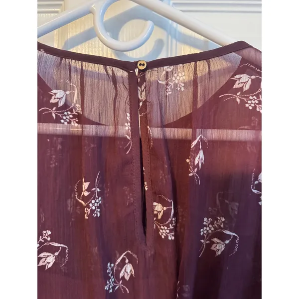 Abercrombie‎ & Fitch Floral Long Sleeve Mini Dress NWT Maroon Boho Peasant Style - Image 6