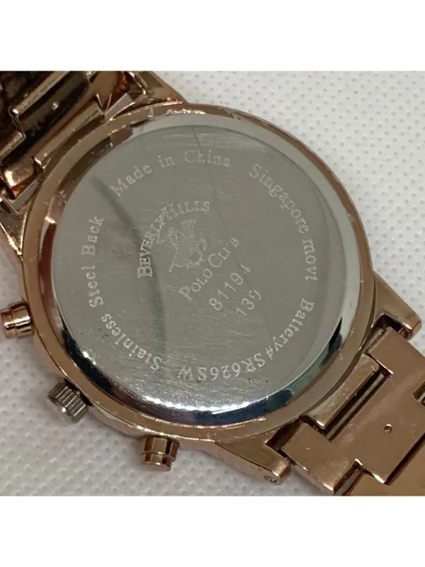Beverly Hills polo club women’s watch rose gold tone rhinestones 40mm 6” running - Image 6