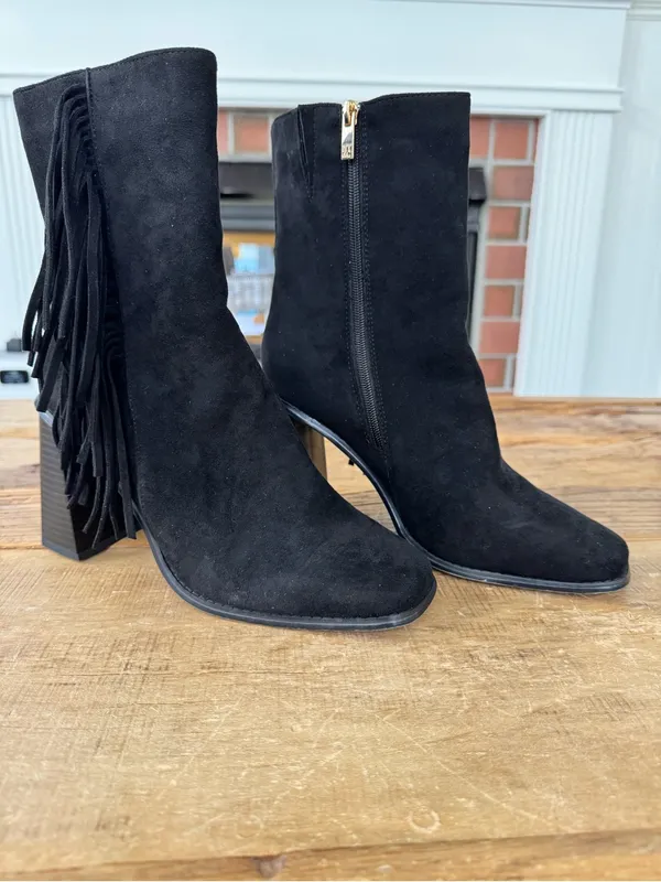Fringe Pleather Suede Boots By NY&Co ~ Size 10 - Image 3