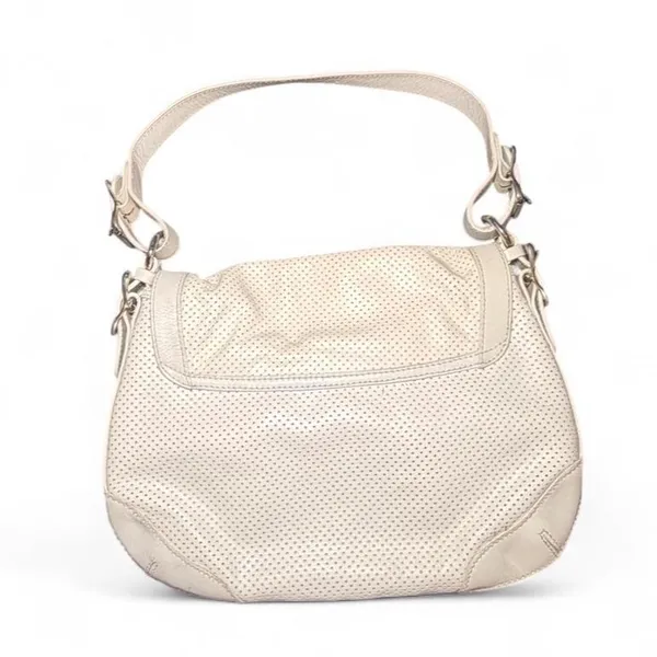 Lauren Ralph Lauren Ivory Perforated Leather Boho Shoulder Bag Equestrian - Image 2
