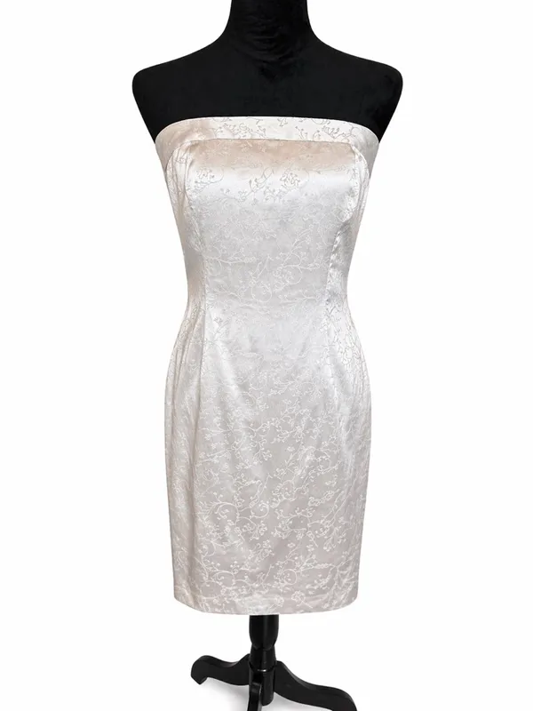 Express Strapless Ivory Jacquard Sheath Dress - Image 2