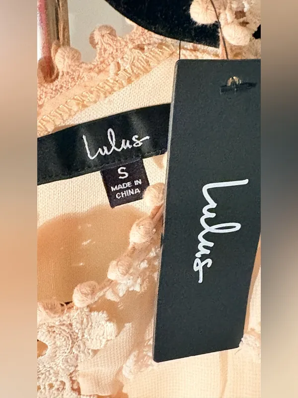 Lulu's Blush Cream Crochet-Trim Long Sleeve Mini Dress - Image 7