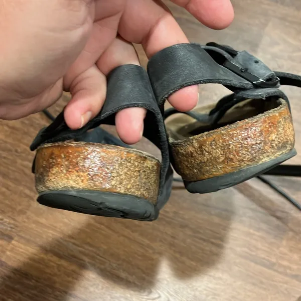 Birkenstock Milano black‎ leather sandals casual trendy womens size 37 / 6 - Image 10