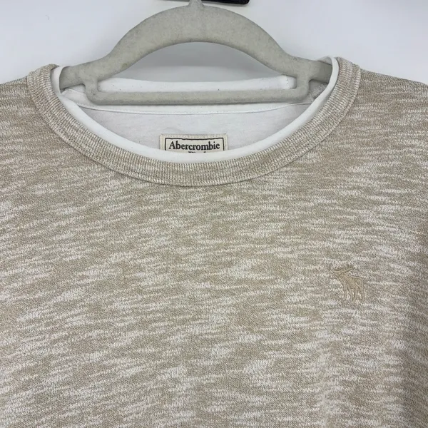 Abercrombie & Fitch Layered Hem Tee Sz S Tan Y2K Minimalist Neutral Clean Girl - Image 5