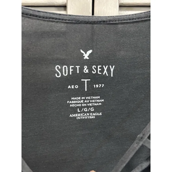 American Eagle Soft AF Long Sleeve Strappy V Neck Top Size L Casual Soft - Image 2