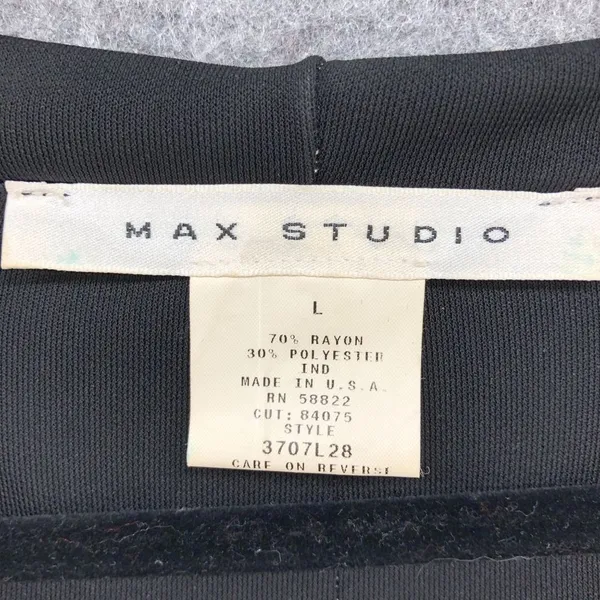 Max Studio Knit Stretch Hoodie Black Ivory Contemporary Zip Up Womens Large L - Image 7