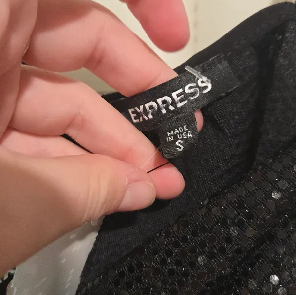 Express Cowl Neck Sequin Crop Top - Image 5